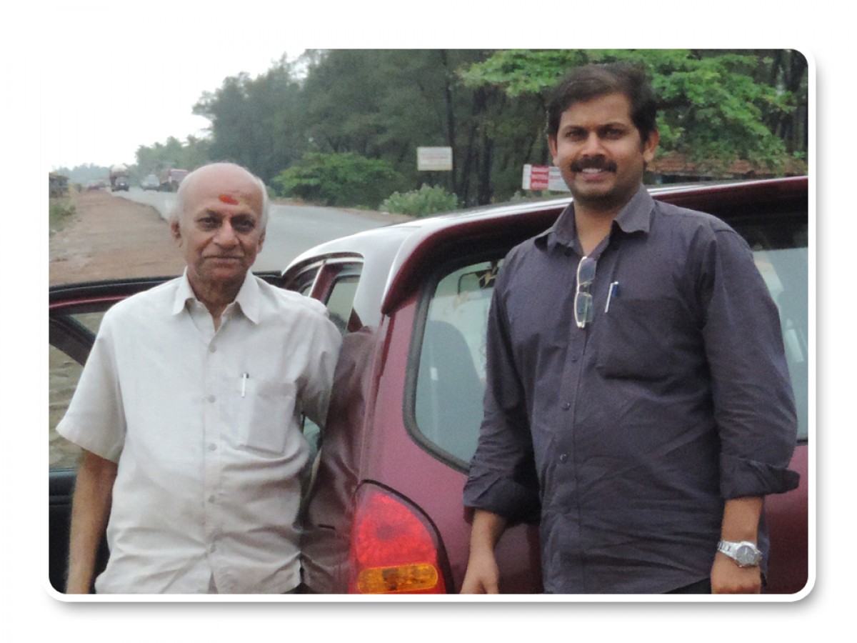 Srikant Sir with Nandakumar on their journey to Kollur Sri Mookambika Temple